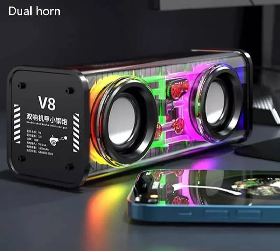 V8 RGB Transparent Dual Base Bluetooth Speaker 